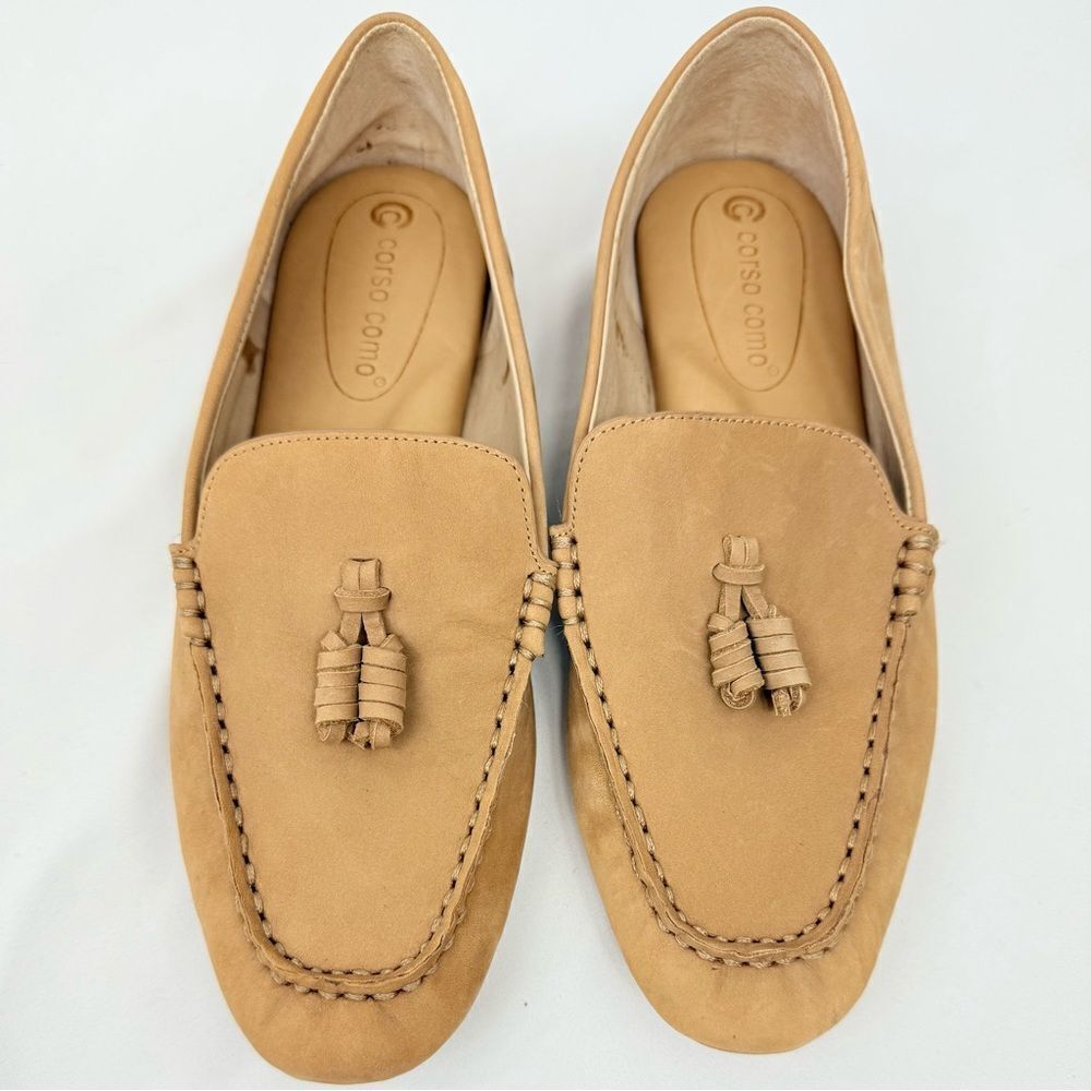 Corso Como BIRGITTA Light Brown Soft Leather Tassel Toe Driving Loafers
